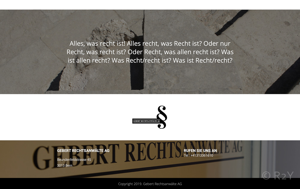 One Page Webseite mit Fotos von bern und Portraits der Mitarbeiter und Mitarbeiterinnen